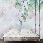 Pasztell zöld levelek fotótapéta 208x146cm