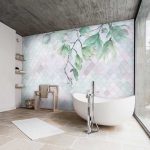 Pasztell zöld levelek fotótapéta 416x254cm