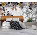 Fotótapéta antik fal modern levél és virágmintával 400x280cm