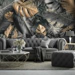 Ezüst pálmalevél mintás fotótapéta 254x184cm