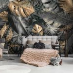 Ezüst pálmalevél mintás fotótapéta 104x70,5cm