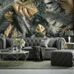 Ezüst pálmalevél mintás fotótapéta 104x70,5cm