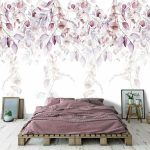 Lila inda és levélmintás fotótapéta 104x70,5cm