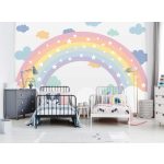Pasztell szivárvány mintás gyerekszoba fotótapéta 400x280cm
