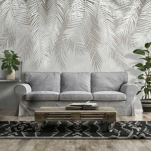 Fehér pálmalevél mintás fotótapéta 152,5x104cm