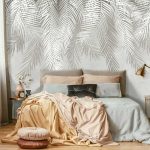 Fehér pálmalevél mintás fotótapéta 104x70,5cm