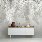 Fehér pálmalevél mintás fotótapéta 104x70,5cm