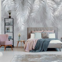 Szürke pálmalevél mintás fotótapéta 312x219cm
