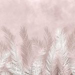 Púderrózsaszín alapú bézs pálmalevél mintás fotótapéta 416x290cm
