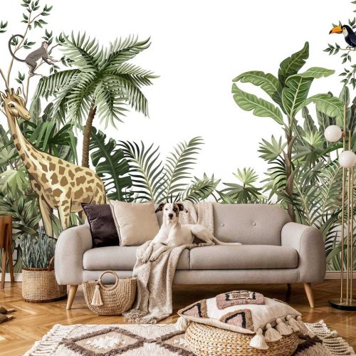 Dzsungel és trópusi állatmintás fotótapéta 368x254cm