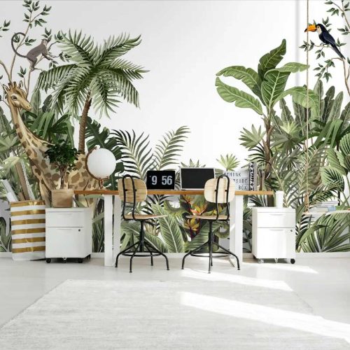 Dzsungel és trópusi állatmintás fotótapéta 400x280cm