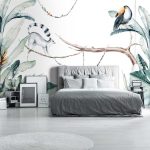 Trópusi levél és állatmintás fotótapéta 208x146cm