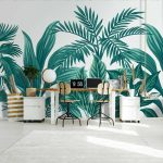 Zöld pálmalevél mintás fotótapéta 368x254cm
