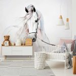 Fehér ló mintás fotótapéta 250x175cm