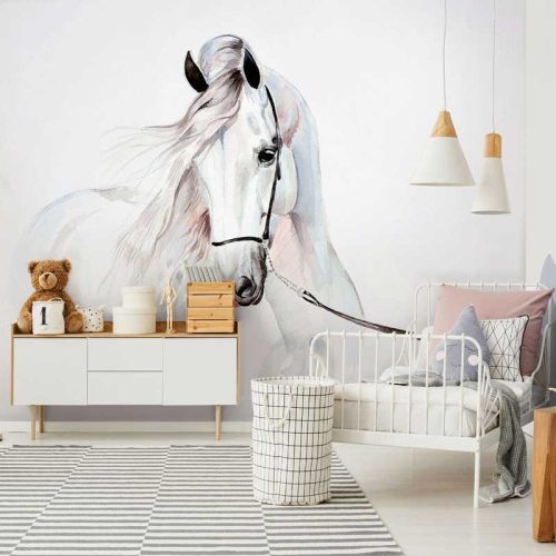 Fehér ló mintás fotótapéta 250x175cm