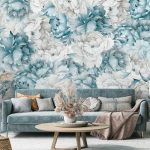 Kék pünkösdi rózsa mintás fotótapéta 104x70,5cm