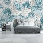 Kék pünkösdi rózsa mintás fotótapéta 312x219cm