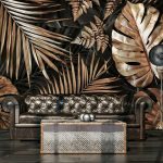 Arany monstera levél mintás fotótapéta 254x184cm