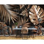 Arany monstera levél mintás vlies fotótapéta 104x70,5cm
