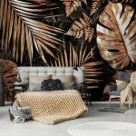 Arany monstera levél mintás fotótapéta 208x146cm