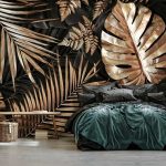 Arany monstera levél mintás fotótapéta 208x146cm