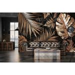 Arany monstera levél mintás vlies fotótapéta 208x146cm