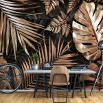 Arany monstera levél mintás vlies fotótapéta 312x219cm