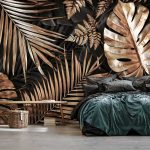 Arany monstera levél mintás vlies fotótapéta 416x290cm