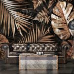 Arany monstera levél mintás vlies fotótapéta 400x280cm