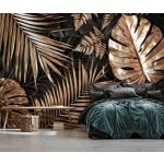 Arany monstera levél mintás vlies fotótapéta 400x280cm