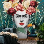 Frida Kahlo portré trópusi mintával fotótapéta 312x219cm