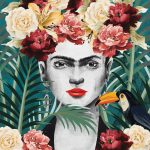 Frida Kahlo portré trópusi mintával fotótapéta 416x254cm