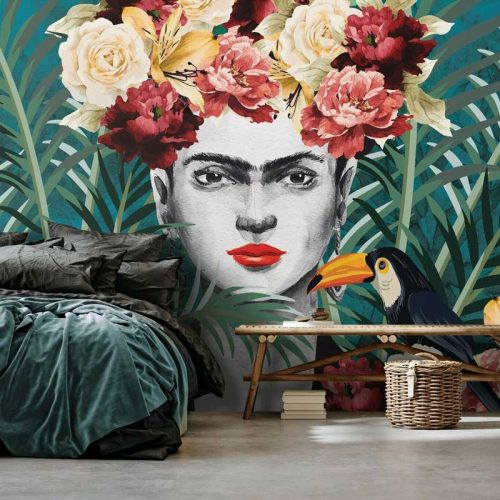 Frida Kahlo portré trópusi mintával fotótapéta