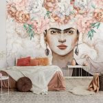 Frida Kahlo portré virág mintával fotótapéta 254x184cm