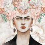Frida Kahlo portré virág mintával fotótapéta 254x184cm