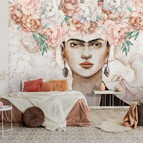Frida Kahlo portré virág mintával fotótapéta