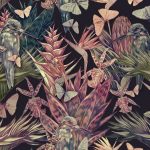 Trópusi madár és pillangó mintás fotótapéta 312x219cm