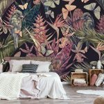 Trópusi madár és pillangó mintás fotótapéta 312x219cm