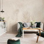 Bézs színű pálmalevél mintás fotótapéta 368x254cm