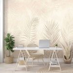Bézs színű pálmalevél mintás fotótapéta 104x70,5cm