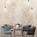 Bézs színű pálmalevél mintás fotótapéta 208x146cm