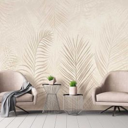 Bézs színű pálmalevél mintás fotótapéta 416x254cm
