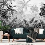 Fekete fehér dzsungel mintás fotótapéta 368x280cm