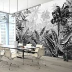 Fekete fehér dzsungel mintás fotótapéta 368x254cm