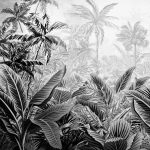 Fekete fehér dzsungel mintás fotótapéta 152,5x104cm