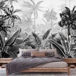 Fekete fehér dzsungel mintás fotótapéta 104x70,5cm