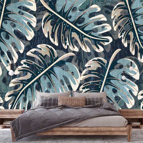 Óriás kék filodendron levél mintás fotótapéta 254x184cm