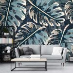 Óriás kék filodendron levél mintás fotótapéta 254x184cm