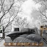 Fekete fehér erdő mintás fotótapéta 208x146cm