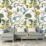 Egzotikus citromfa és madár mintás design fotótapéta 208x146cm